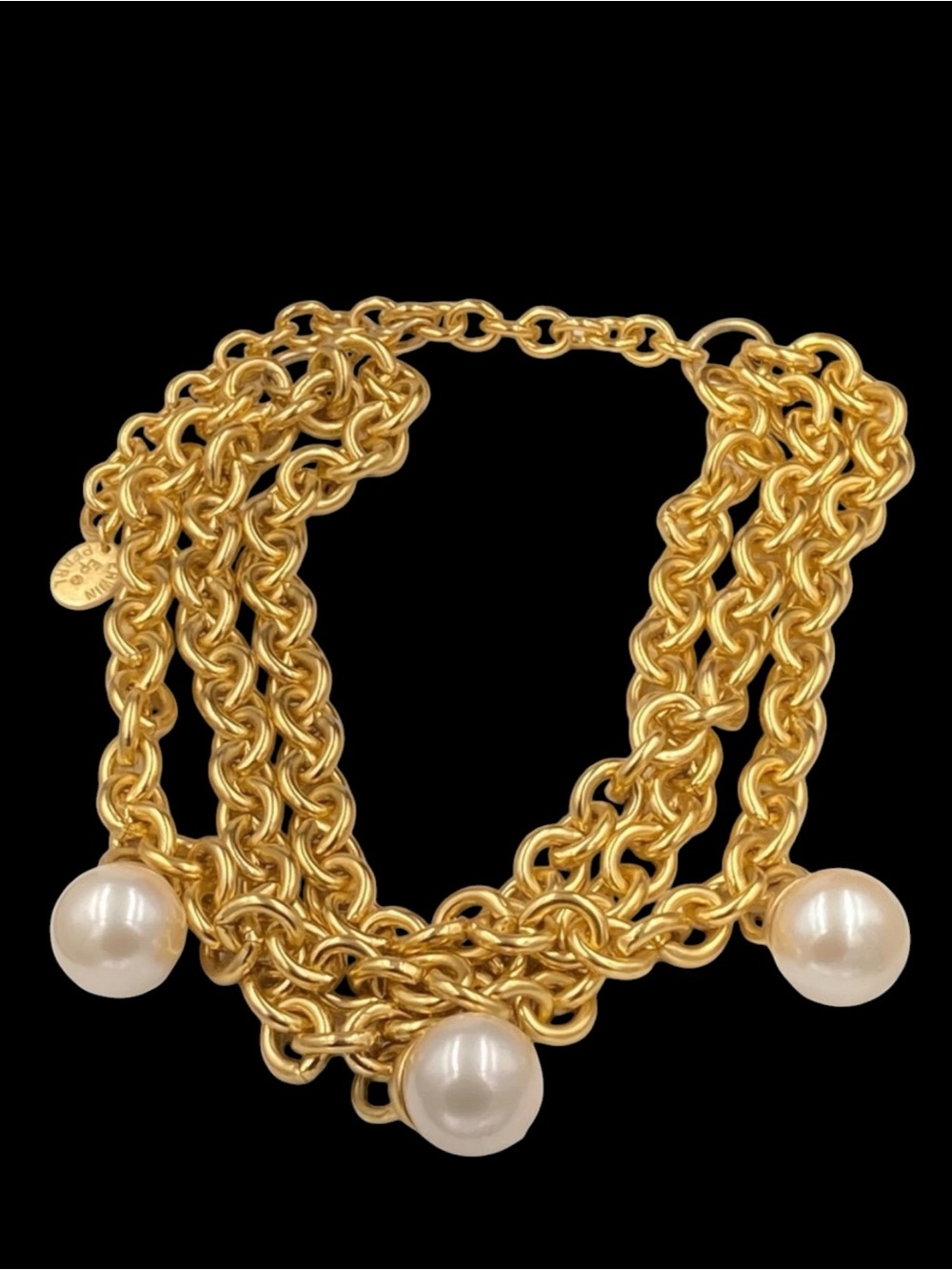 Massive Vintage Erwin Pearl Multi Strand Chain Faux Pearl Drop Necklace
